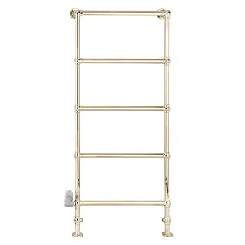 Полотенцесушитель электрический напольный Devon&Devon Baccus 75х15,7хh155.7 золото термостат, белый - смонтирован слева SX PRB7ELSX/BI