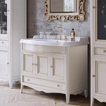 Тумба с раковиной Tw Veronica Simas AR874bix1 105x56, с 1отв., 3 расп. дв. и 1ящик, доводч. Blum, ручки Riflesso бронза, vintage VER4105-V+AR874bi*1 комплект