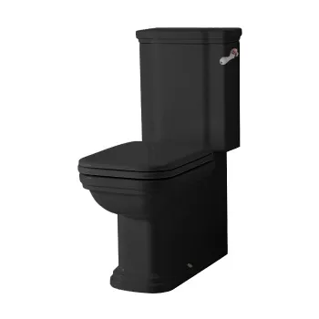 Бачок для унитаза моноблок Kerasan Waldorf с боковым отверстием для ручки механизма, без механизма слива, черный 417904 Nero lucido