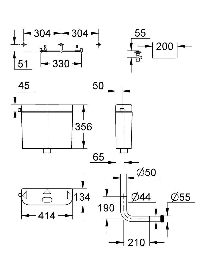 Смывной бачок наружного монтажа для унитаза GROHE, белый 37355SH0