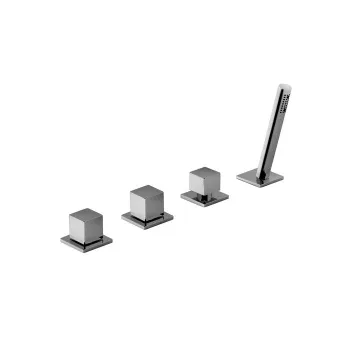 Смеситель на борт ванны Fantini Mint на 2 источника, 4 отв., с ручн душем, без излива, хром 34 02 F167