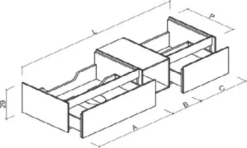 Тумба под раковину Brenta Fly 130 см подвесной дерево 3 ящика с полкой (FL460.130.60.49.W)