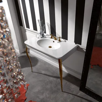 Раковина консоль Kerasan Retro 100х55, с 1 отв под смеситель, белый, ноги, арт.736093, в комплекте: бронза, упаковка-2 коробки 1049K3 bi*1 br legs