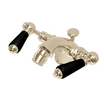 Смеситель для биде Devon&Devon Black Dandy на 1 отв. с донным клапаном c ручками черными светлое золото MARF55BD