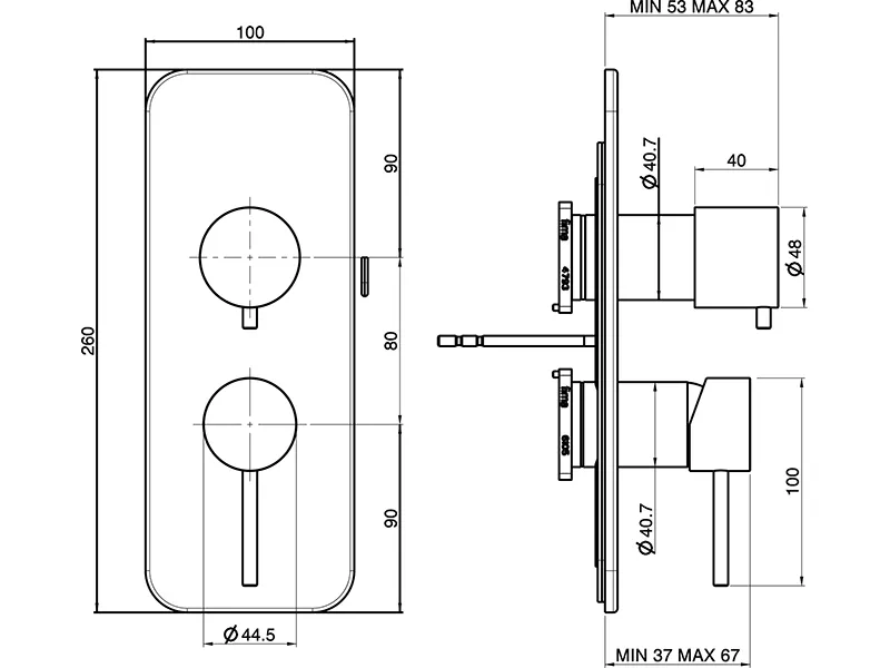 Накидка на встроенный смеситель для душа Fima Carlo Frattini SPILLO UP F3039X6CR