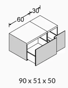 Тумба с раковиной Artelinea Volumi 900 510 500 3 Blum Legra Box Opalite
