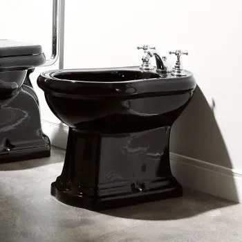 Биде напольное Kerasan Retro с 1 отв под смеситель, черный глянец 102004 nero*1