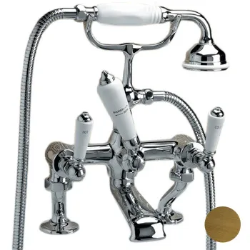 Смеситель для ванны Devon&Devon Dandy монтаж на бортик ванны с лейкой и шлангом, бронза MARF40BBR