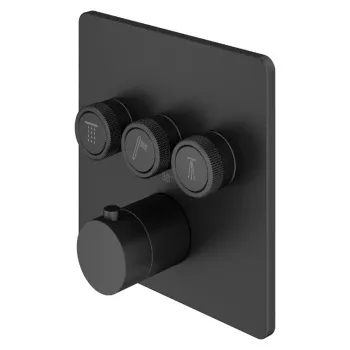 Смеситель для душа Plumberia Selection Psbox 3 вых,для комбин.с PSB003 накладка нерж.сталь 160x160, черн.матов., PSB2903NO