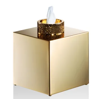Диспенсер для салфеток Decor Walther Rocks KB 13x13x15.6 с кристаллами Swarovski&reg;, золото 934420