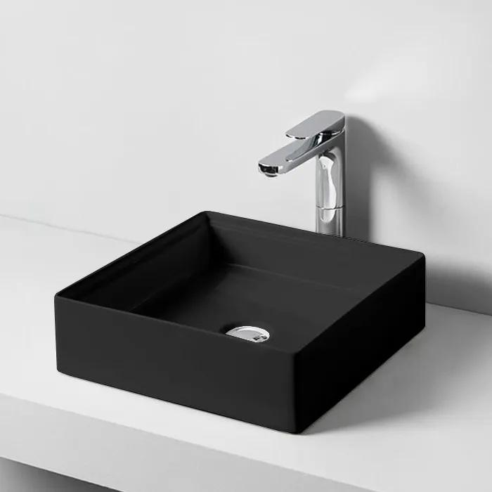 Artceram Scalino Раковина 38х38 см, без отв., накладная, без слив-перелива, цвет: черный матовый SCL
