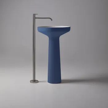 Раковина Antonio Lupi Ago 50х85, без отв., слив в пол, с сифоном, гибким шлангом и донным клапан, Flumood, внешний Mirtillo, внутри белый А0002451493