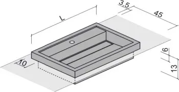 Раковина Brenta Prime 97х45 см из керамогранита встраиваемая сверху PRM023.97