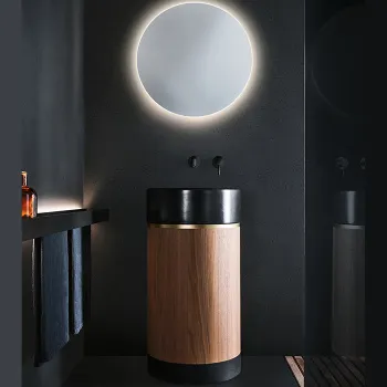 Раковина напольная Noorth Milldue Edition Roma Ii 450x880, слив в пол, основ Rovere Nero, корпус Noce Canaletto, вставка Oro, раковина Nero opaco, 2017.C