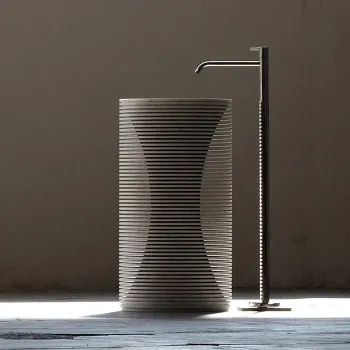 Раковина Antonio Lupi Introverso 45х85, без отв., без перелива, с д/клапаном, сифоном, слив в пол, мрамор, Marmo Carrara А0002423683