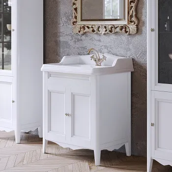 Тумба с раковиной Tw Veronica Simas AR834bix1 73x54см с 1отв. под смеситель, 2 расп. дверки, доводч. Blum, ручки Riflesso бронза, bianco VER2073-B+AR834bi*1 комплект