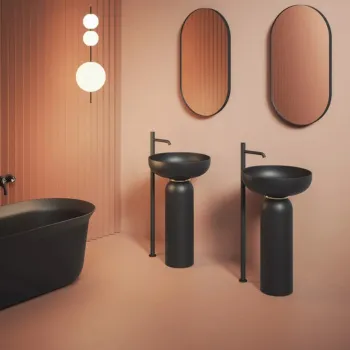 Раковина Artceram Jolie 50, на пьедестале, пристенный монтаж, черный матовый JOC001 17 00