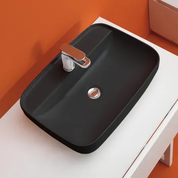 Раковина накладная Kerasan Tribeca 60х43, h 150мм с 1 отверстием под смеситель, черный матовый 514031*1 Nero matt