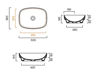 Раковина 50×38 Catalano Alvea встраиваемая Lino satinato 0624500030