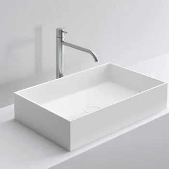 Раковина Milldue STEP 63_14 накладная из CRISTALPLANT ,63х38х14,2, без отв для смесителя, белый матовый 9297*0 Bianco Opaco