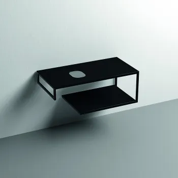 Структура металлическая подвесная Kerasan Louise 100, нерж сталь, с полкой, с отв под раковину,с полотенцедерж, черный матовый 9322k1