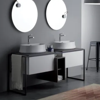 Тумба под раковину напольная Simas Frame FM2 сер. ясень 181x72 см серый