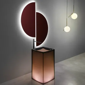 Раковина Antonio Lupi Aura 45х45х85, без отв., слив в пол, с дон. клапан, сифоном и трубой слива, Cristalmood, Ginger А0002451431