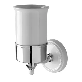 Стаканчик Devon&Devon Dorothy керамика белая для з/щеток настенный держатель хром/белый DOR403CR