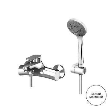 Смеситель для ванны настенный однорычажный Gattoni H2omix7000 с ручной лейкой и держателем, bianco opaco 7000070BO