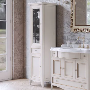 Пенал Tw Veronica 50.2/45x40/37.4xh172, 1выдв.ящик, 2 распашные дверки, доводчики Blum, петли слева-SX,, vintage, ручки riflesso бронза VER3050S-V