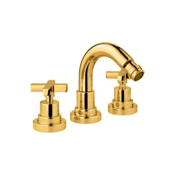 Смеситель для биде Nicolazzi Monte Croce на 3 отверстия, с 2мя ручками, излив: 135мм, золото 2215GO27