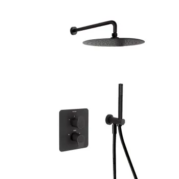 Смеситель для душа Ramonsoler Alexia встраиваемый термостатический с тропическим и ручным душ чёрный K3687011NM