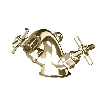 Смеситель для биде Gattoni Trd на 1 отверстие, ручки Paris, высота излива 75, с донным клапаном, золото 24к TR360/18D0