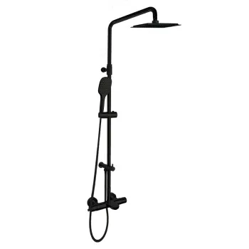 Душевая система Ramonsoler Blautherm термостатическая с изливом и с регулировкой высоты черная 945612RPK300NM
