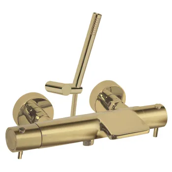 Смеситель термостатический Ramonsoler Odisea для ванны (каскад) с душевым комплектом золото 393901DOC