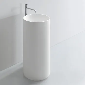 Раковина Noorth Milldue Edition Tube d44xh87 напольная из CRISTALPLANT ,слив в пол, без отв для смесителя, белый матовый 7300*0 Bianco Opaco