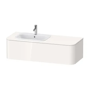 Duravit Happy D.2 Plus Столешница 16x1300x550мм для тумбы #HP4932, HP4942, HP4952 ,HP4962, HP4972 с вырезом слева, SX, цвет: белый глянцевый