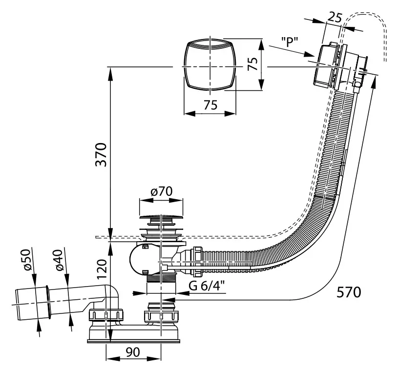 Слив-перелив Ravak X01507 хром