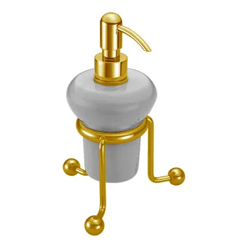 Дозатор настольный керамический Cisal Arcana белый/золото AR09063024