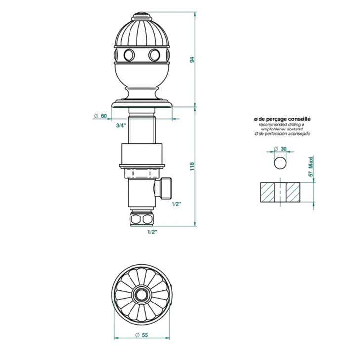 Вентиль смесителя для раковины THG Cheverny Jaspe Rouge A1U-F01-35 полированное золото