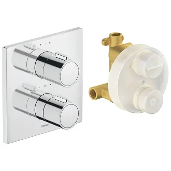 Duravit Комплект термостатического смесителя для скрытой установки на 2 источника Расход (3 бар): 24 л/мин, 170x170 мм, цвет хром