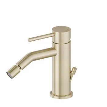Смеситель для биде на Newform X-steel 316 1 отверстие с донный клапаном, излив 134мм, PVD Brushed pale gold 69623X.59.098