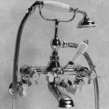 Смеситель для ванны настенный Devon&Devon Coventtry на 2 отв. с душевым комплектом ручки белые, хром MARF20/MCR