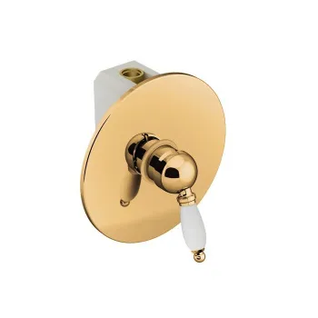 Встр смеситель для душа Gattoni Orta на 1 выход, c белой ручкой, (GBox в к-те) диам дек. части 145, золото 24к 2730/27DO.CH OLD