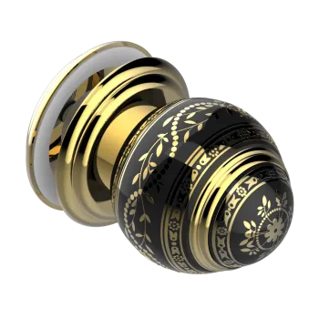 Ручка дверная одинарная THG Marquise Noir Decor Or A7F-F01-639V полированное золото