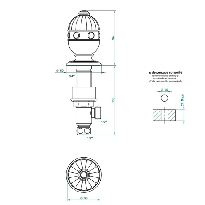 Вентиль смесителя для раковины THG Cheverny Lapis Lazuli A1T-F01-35 полированное золото