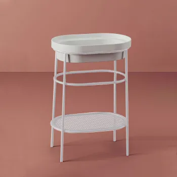 Металическая структура с раковиной Artceram FUORI SCALA 36.5x58.6хh83, без отв под смеситель, Fuori Scala ovale 58, напольная, белый матовый TFL033 01 00