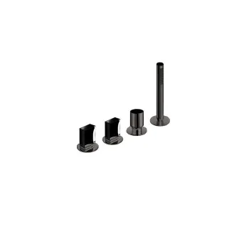 Смеситель на борт ванны Fantini Venezia In на 2 источника, 4 отв., с ручн душем, без излива, Matt Gun Metal PVD 29 P5 N567S