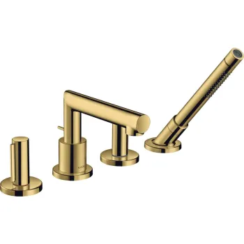 Axor Uno Смеситель на борт ванны, на 4 отв., с ручным душем, Zero, цвет: полированное золото 4544499