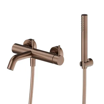 Смеситель для ванны с ручным душем Newform X-steel 316 кронштейном, шланг 150 см, PVD Brushed copper bronze 69640CX.59.067